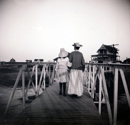 DWF-29 Woman and young girl crossing bridge possibly onto Chimney Corner Circle