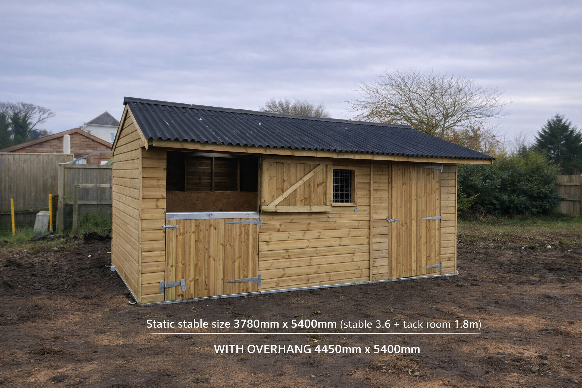 12ft Stable plus 6f Tack Room Static or Mobile 25mm Cladding