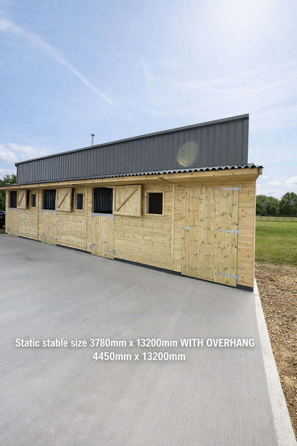 Thumbnail: 12ft x 36ft Stable plus 8ft Tack room Static or Mobile 25mm Cladding