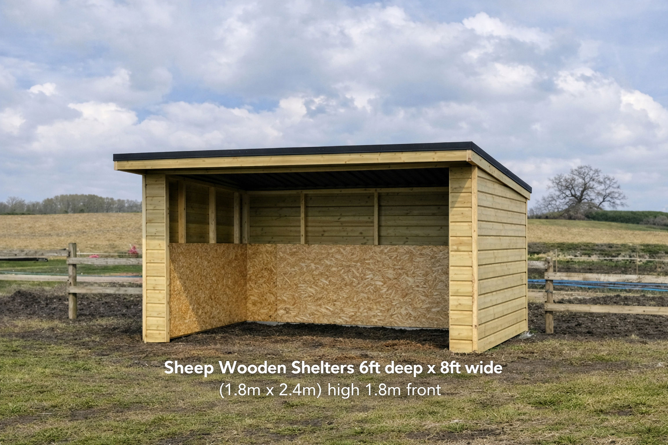 Sheep Wooden Pent Shelter 6ft x 8ft
