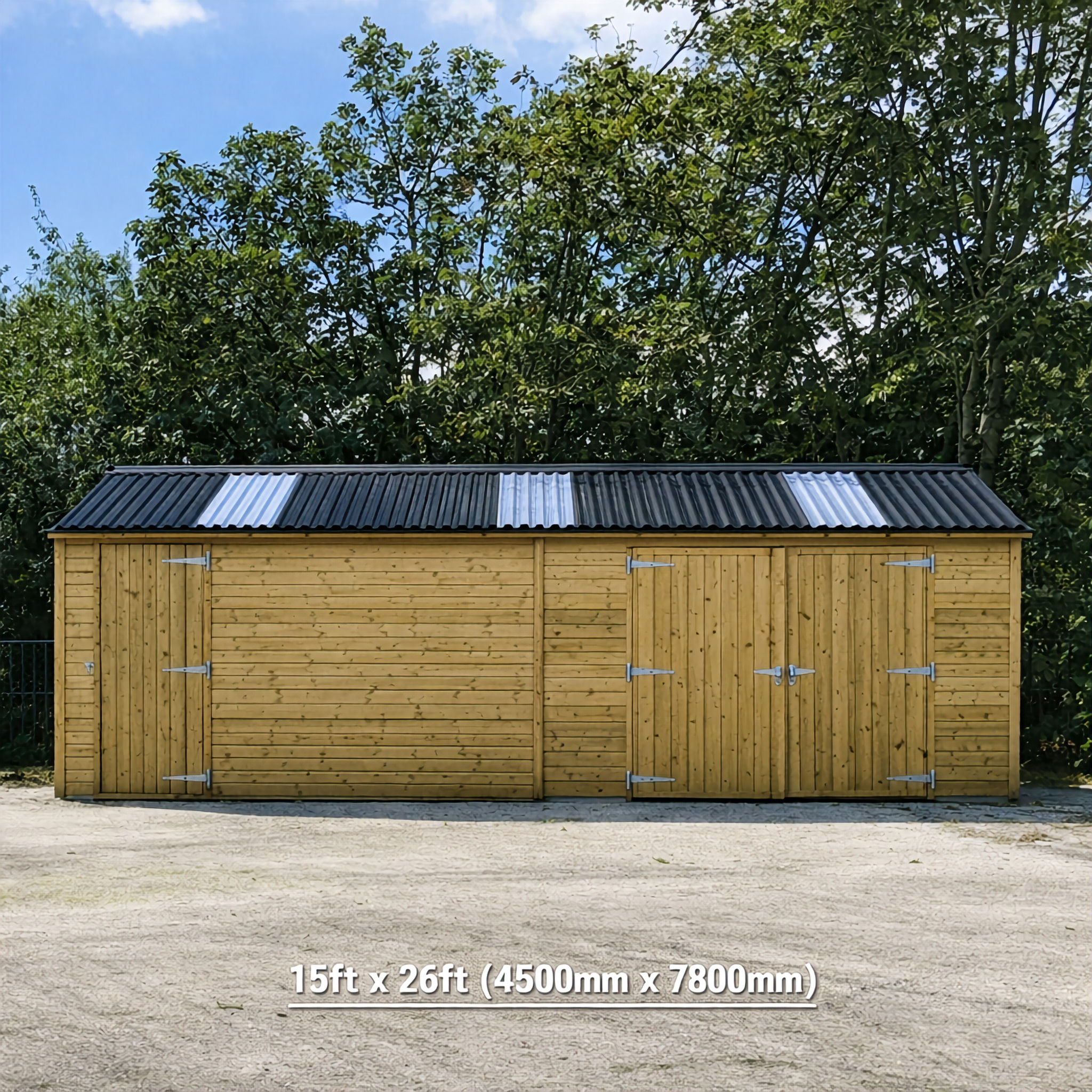 Reverse Apex Shed / Workshop / Garage 15ft x 26ft