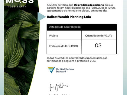 BallastWP, Certificado de Neutralização CO2