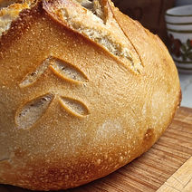 Close up of Scored Sourdough Round