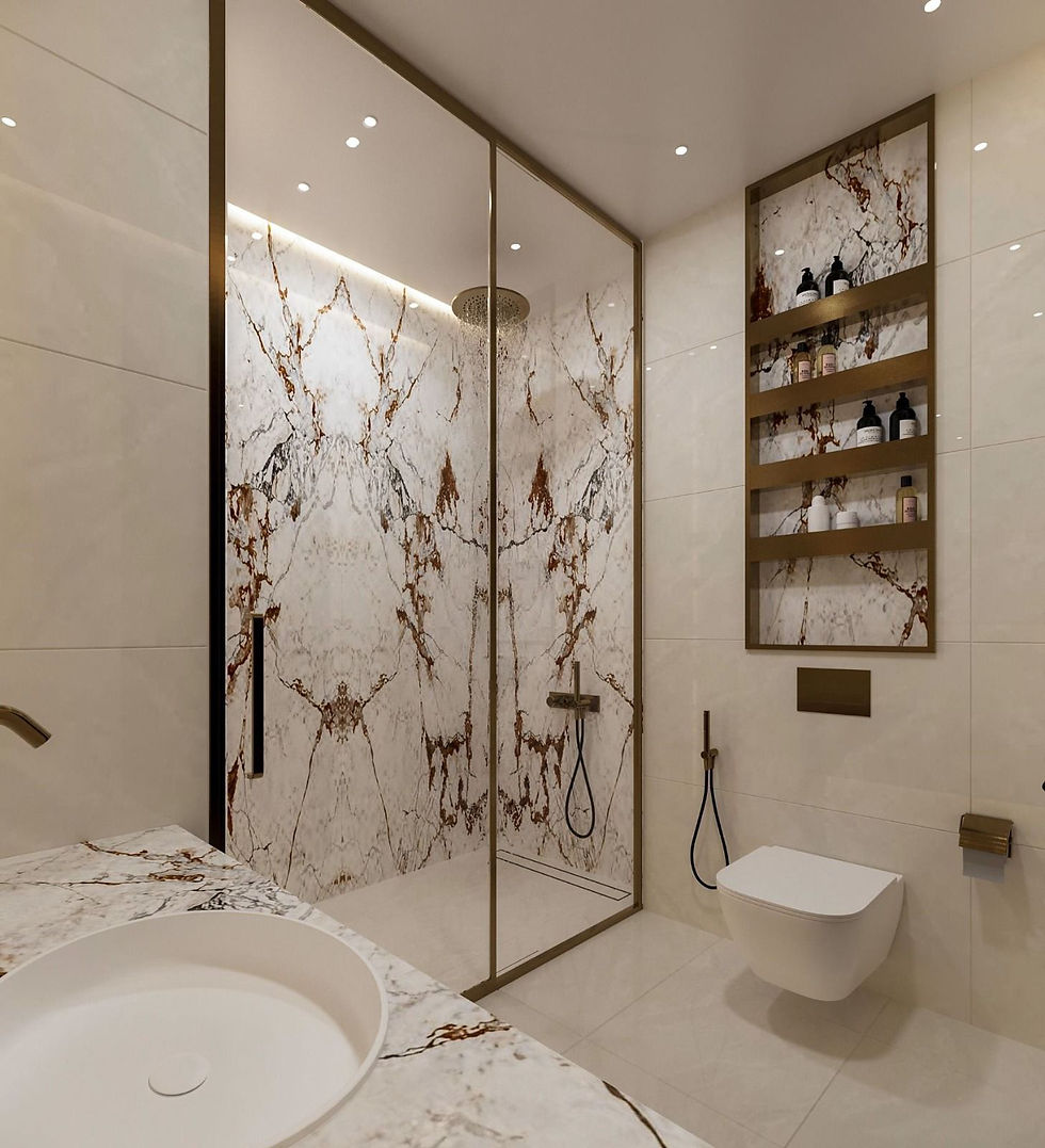 Natural stone shower tiling installation by Tripo Living Dubai