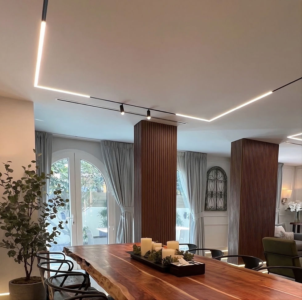 Villa interior fit-out with gypsum ceiling and LED lighting by Tripo Living Dubai