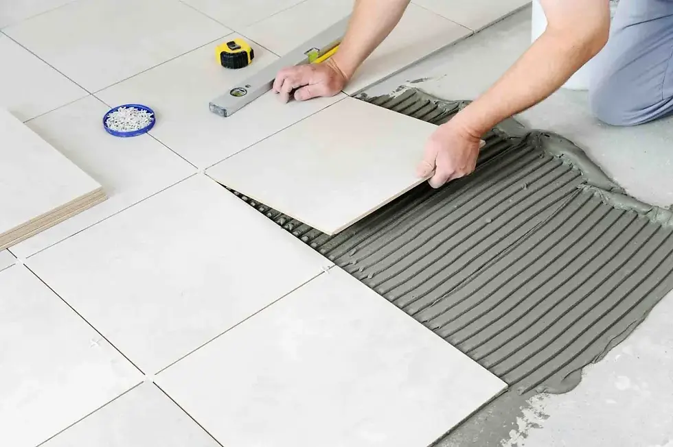 Floor tiling installation services by Tripo Living Dubai