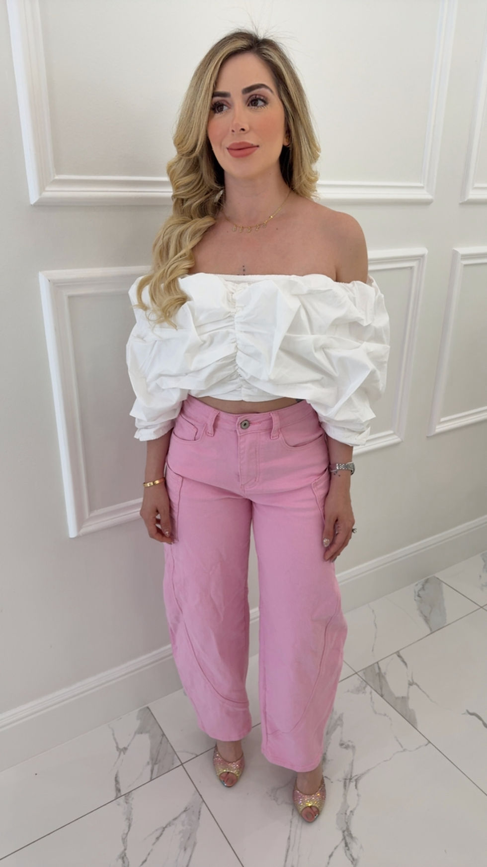 Thumbnail: Reini Pink Barrel Pants