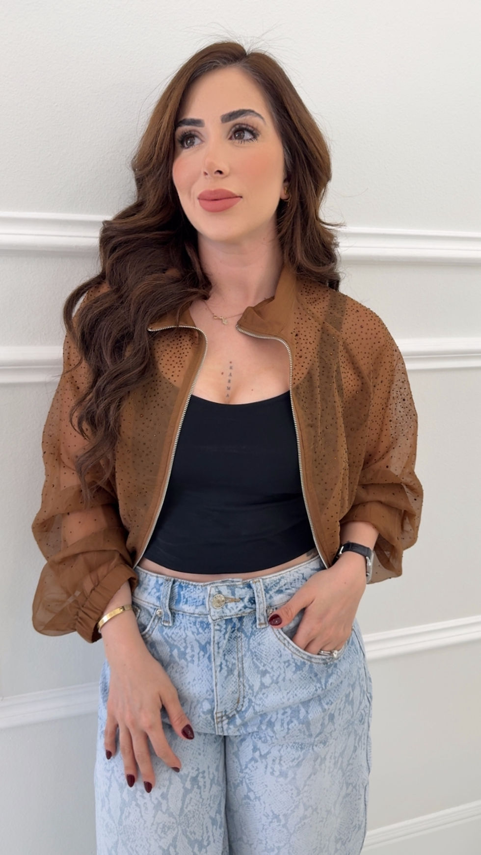Thumbnail: Rhine Brown Mesh Jacket