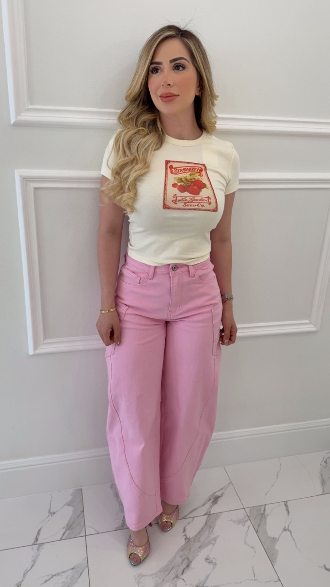 Reini Pink Barrel Pants