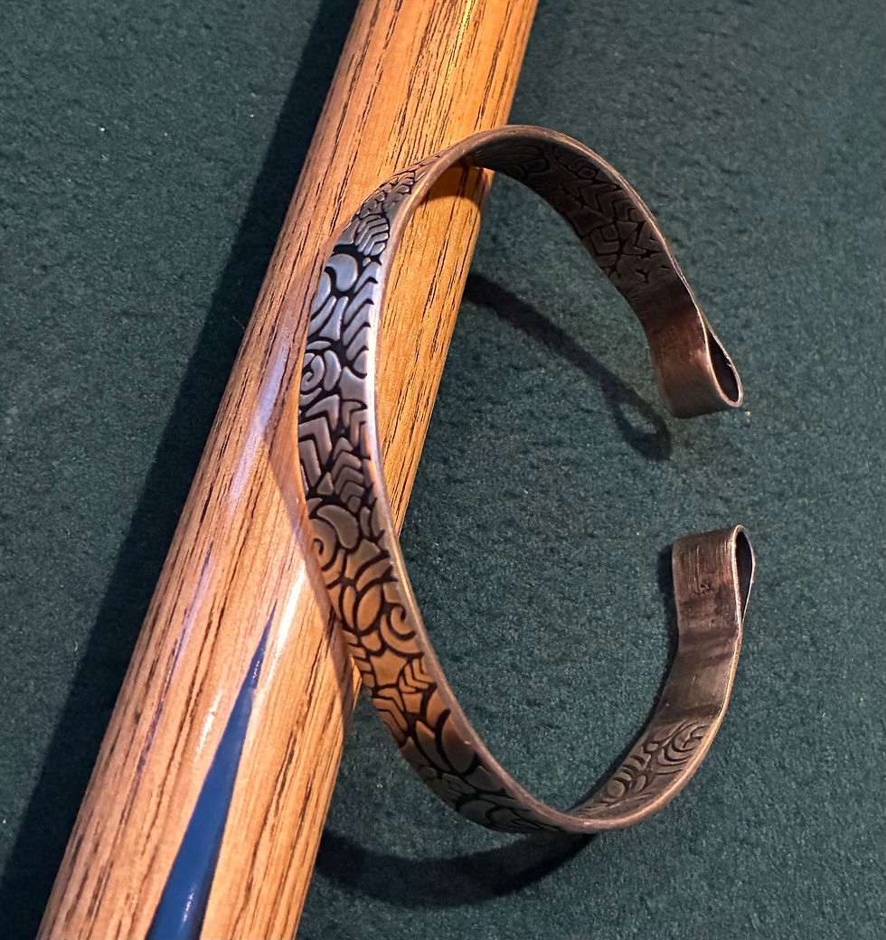 Thumbnail: Heavy Weight Solid Silver Patterned Bracelet