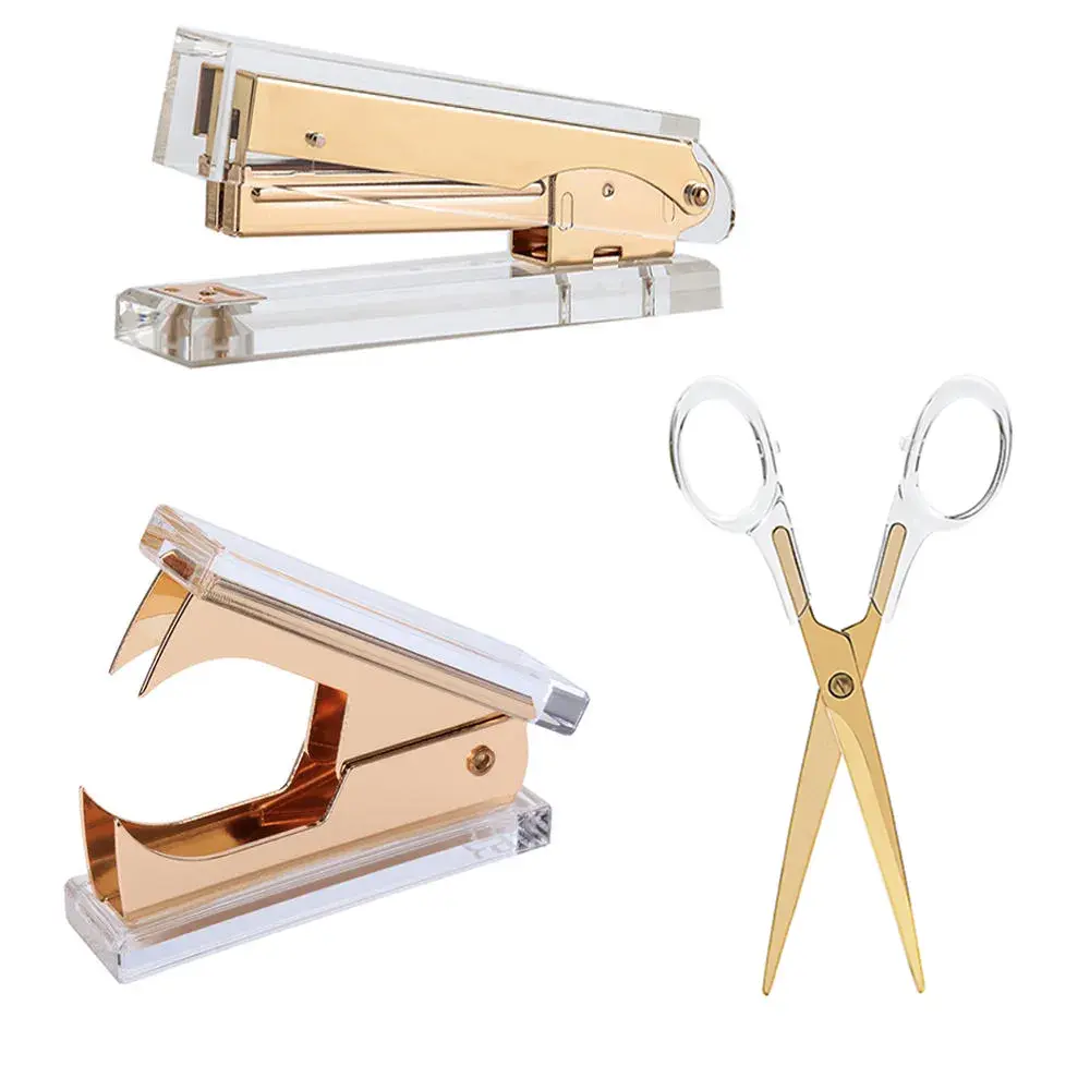 Acrylic Gold Scissors and Staple Remover  High Quality Acrylic Stapler
