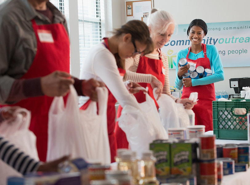 Volunteers Packing Food
