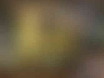 Museum exhibit with bamboo and straw thatched hut on a platform, surrounded by visitors. Red barrier rope and informational signs visible.