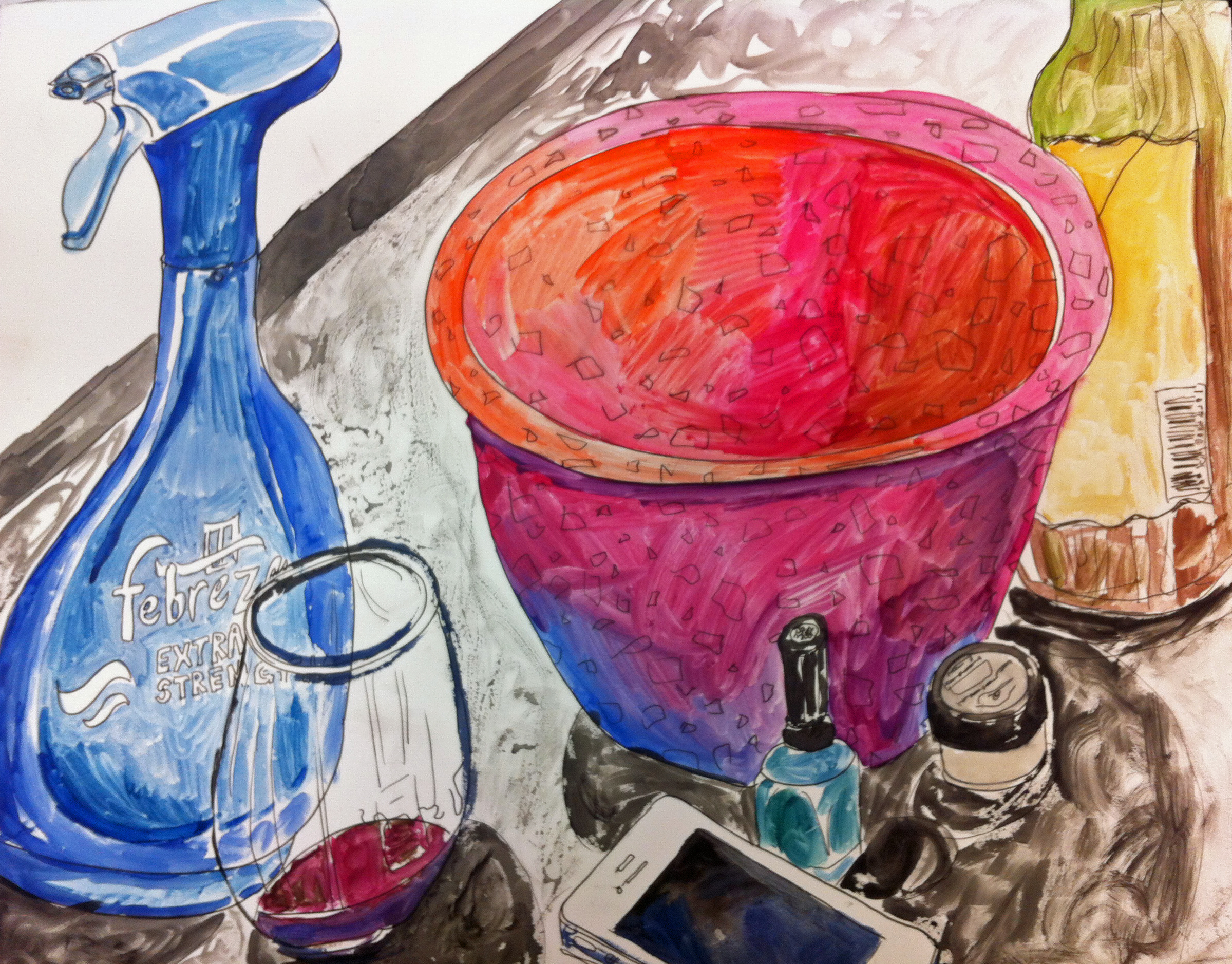 still life w febreze and lipgloss