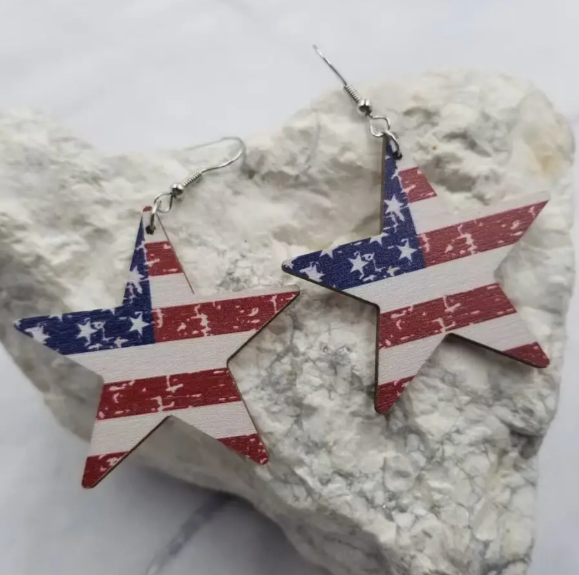 Wooden Star Earrings