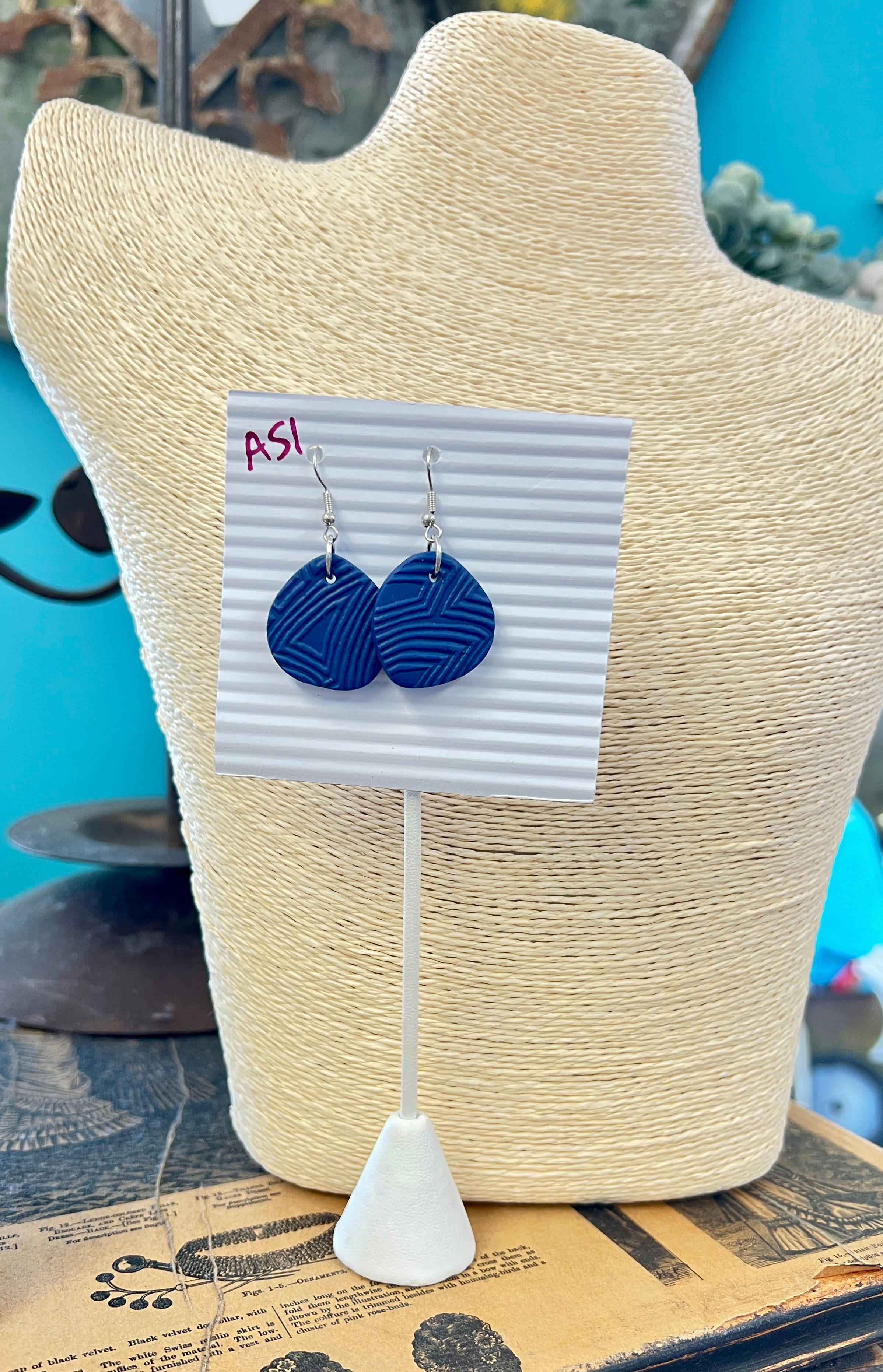 Navy, Designs by Asi Polymer Clay Earrings
