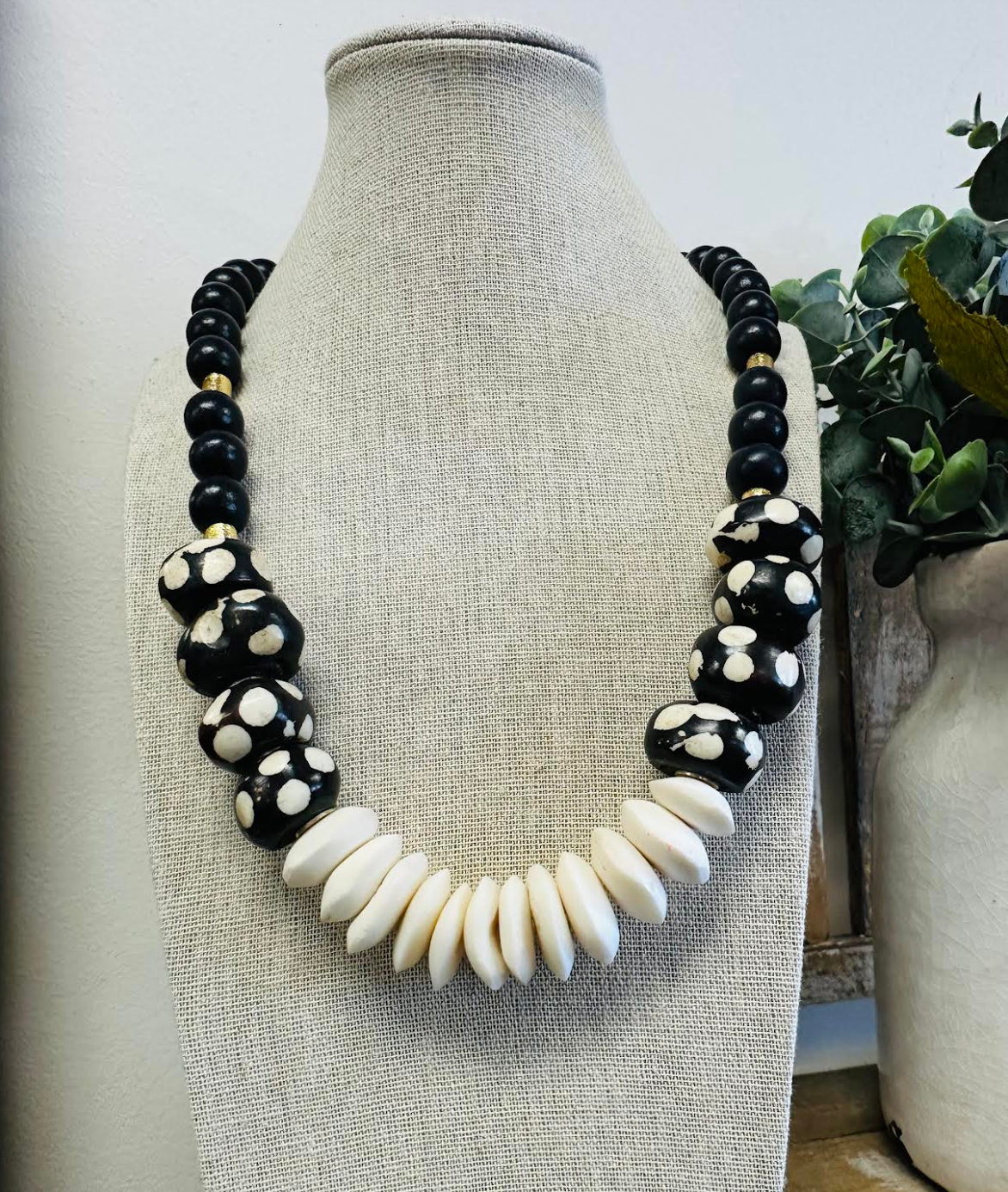 Black and White Beaded Necklace