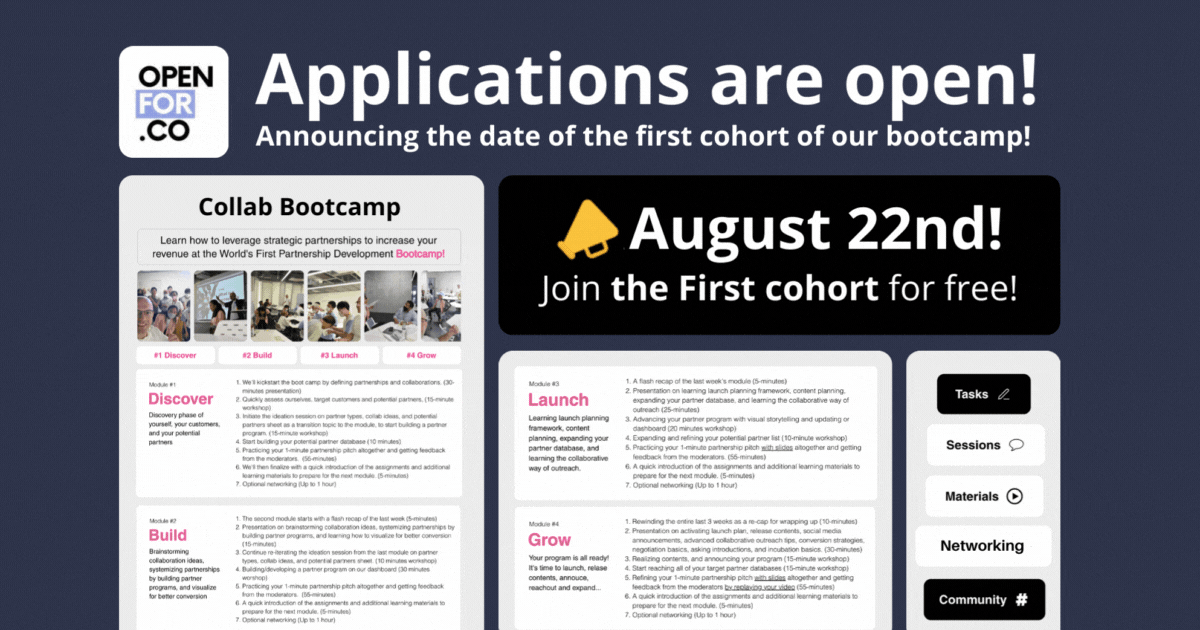 Announcing the 1st Pilot Cohort of Openfor.Co Boot Camp! Applications are open...