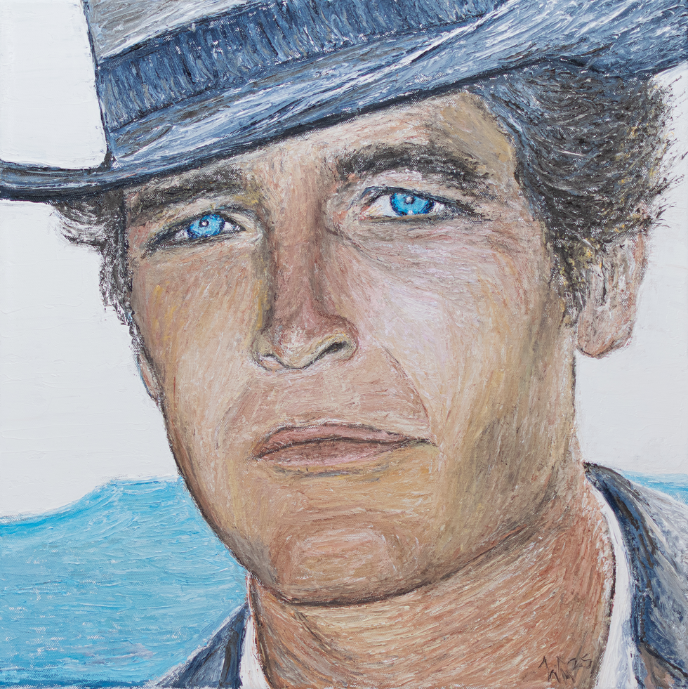 Oil painting of Paul Newman