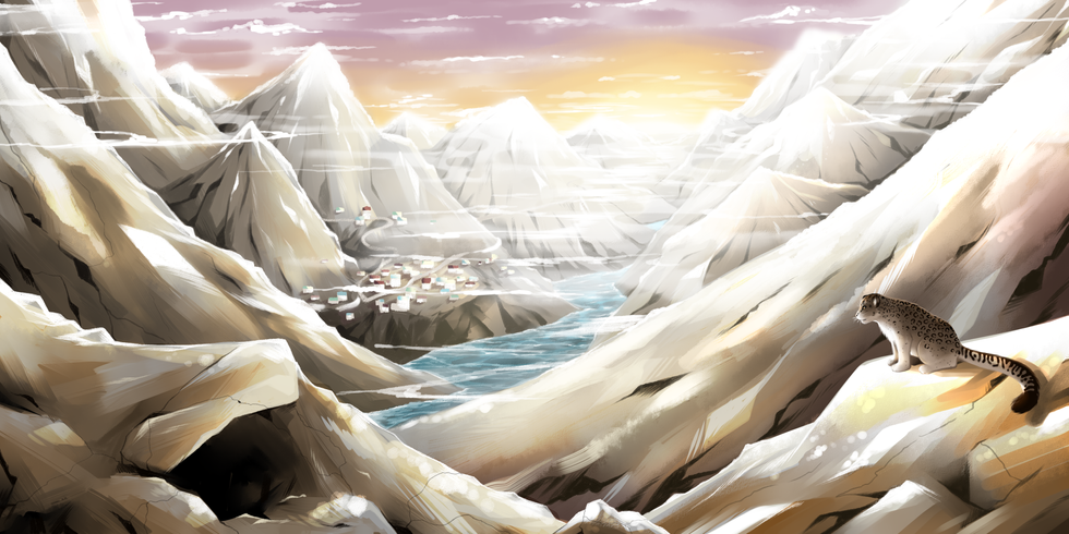 Snow Leopard Queen guarding her den