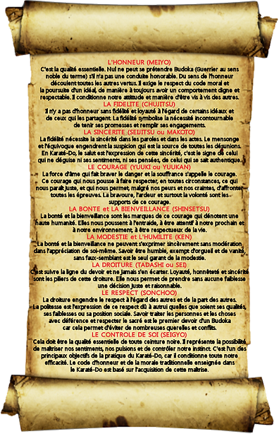 Code moral "Bushido" Karaté Club de Jurançon