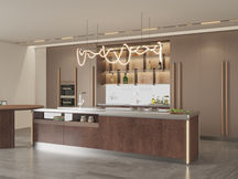 Grain Series stainless steel kitchen cabinet with textured grain finish, custom kitchen cabinetry for Singapore homes