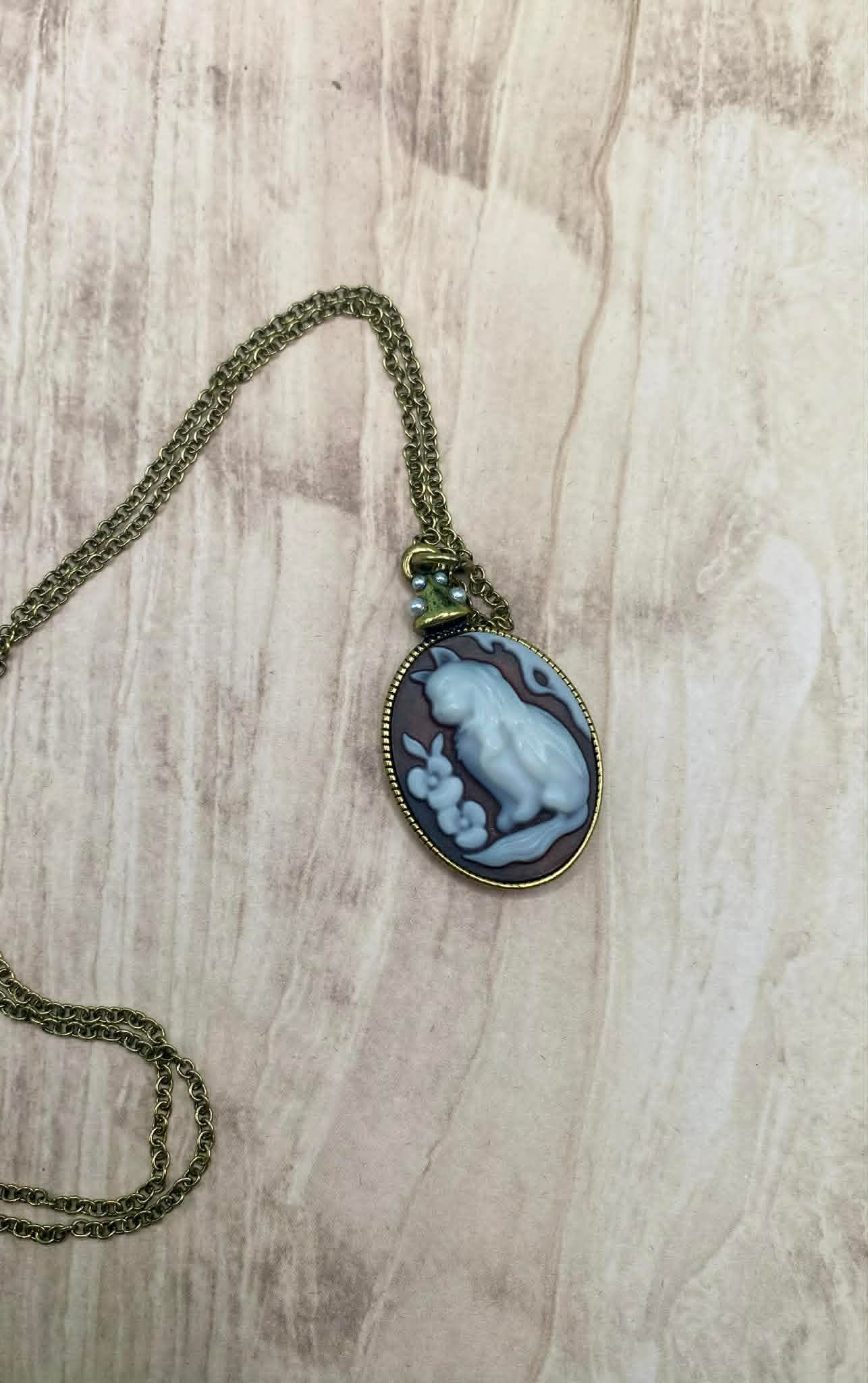 Victorian Cat Cameo Necklace