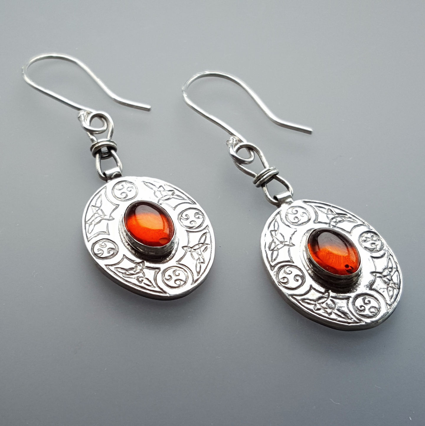 Amber Celtic Earrings