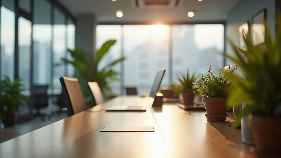 Eye-level view of an eco-friendly office setting
