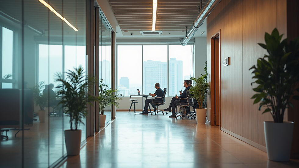 High angle view of a modern open office space