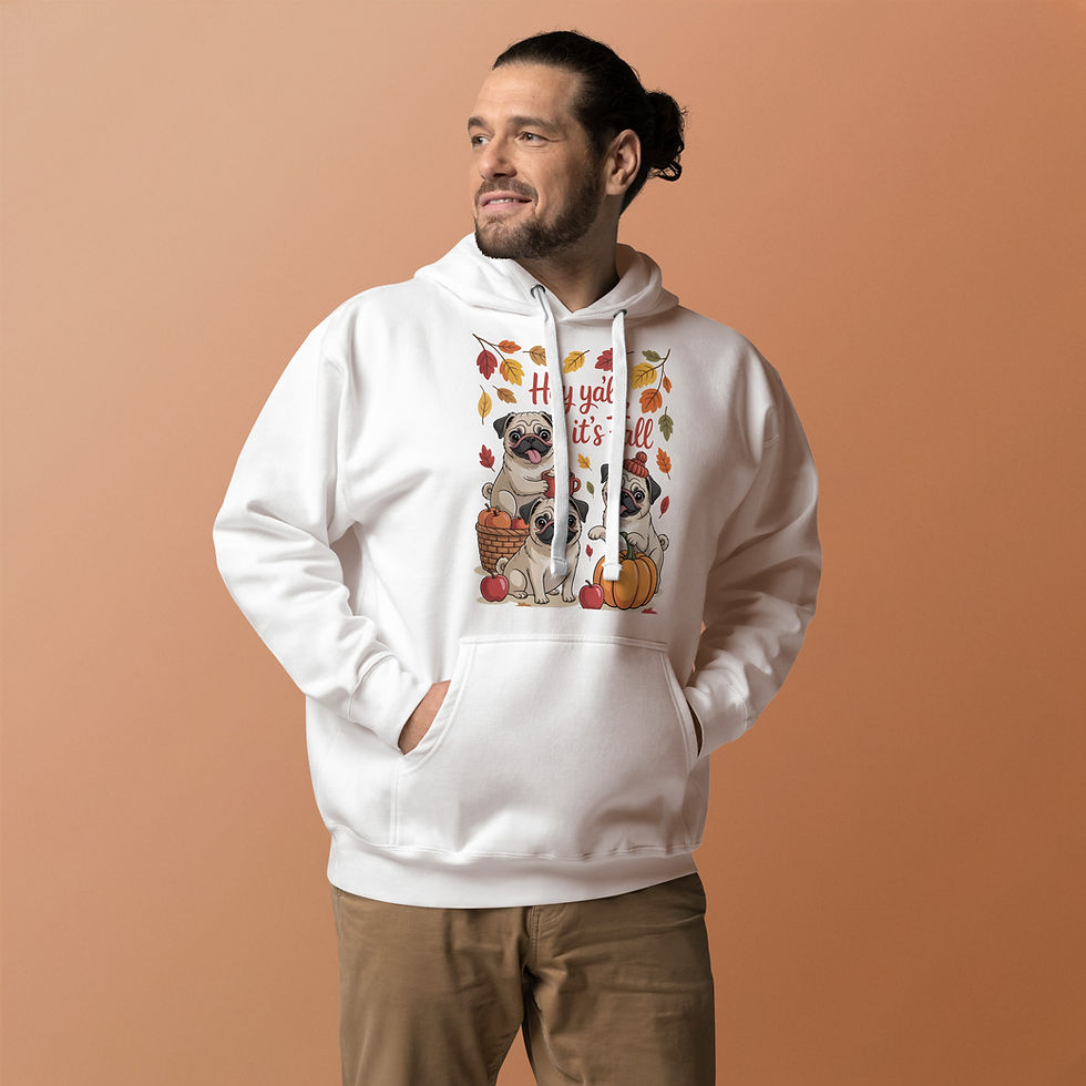 Thumbnail: Hey Yall Pugs With a Mug Unisex Hoodie