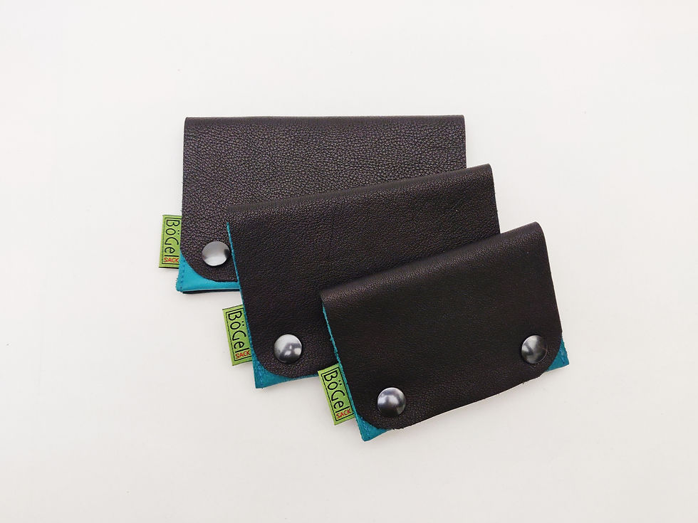 Miniaturbild: Bio-Leder-Geldbeutel - schwarz-türkis