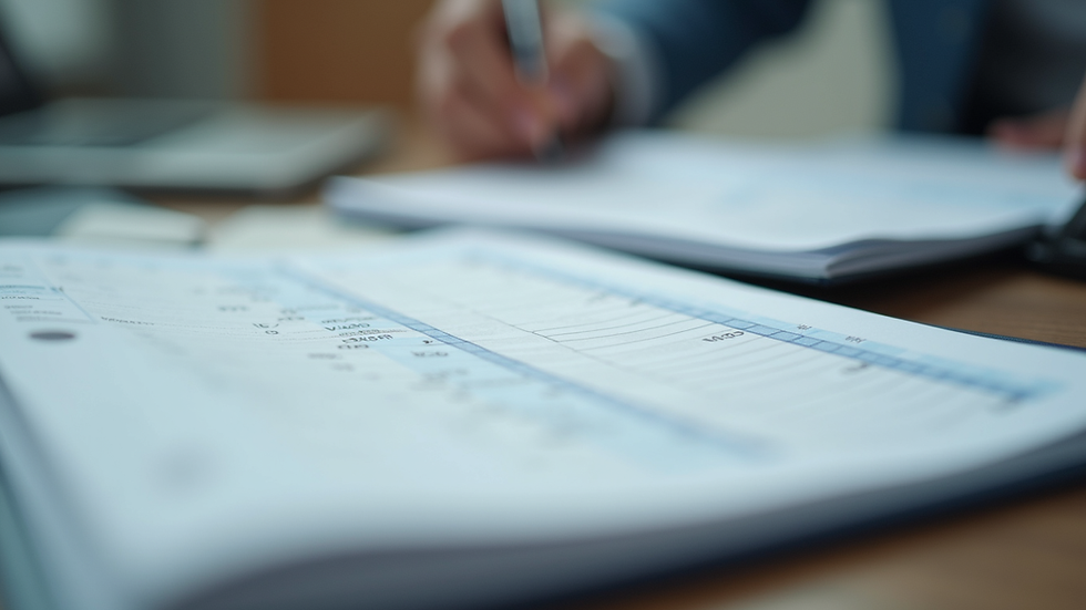 Close-up view of a financial ledger with detailed entries