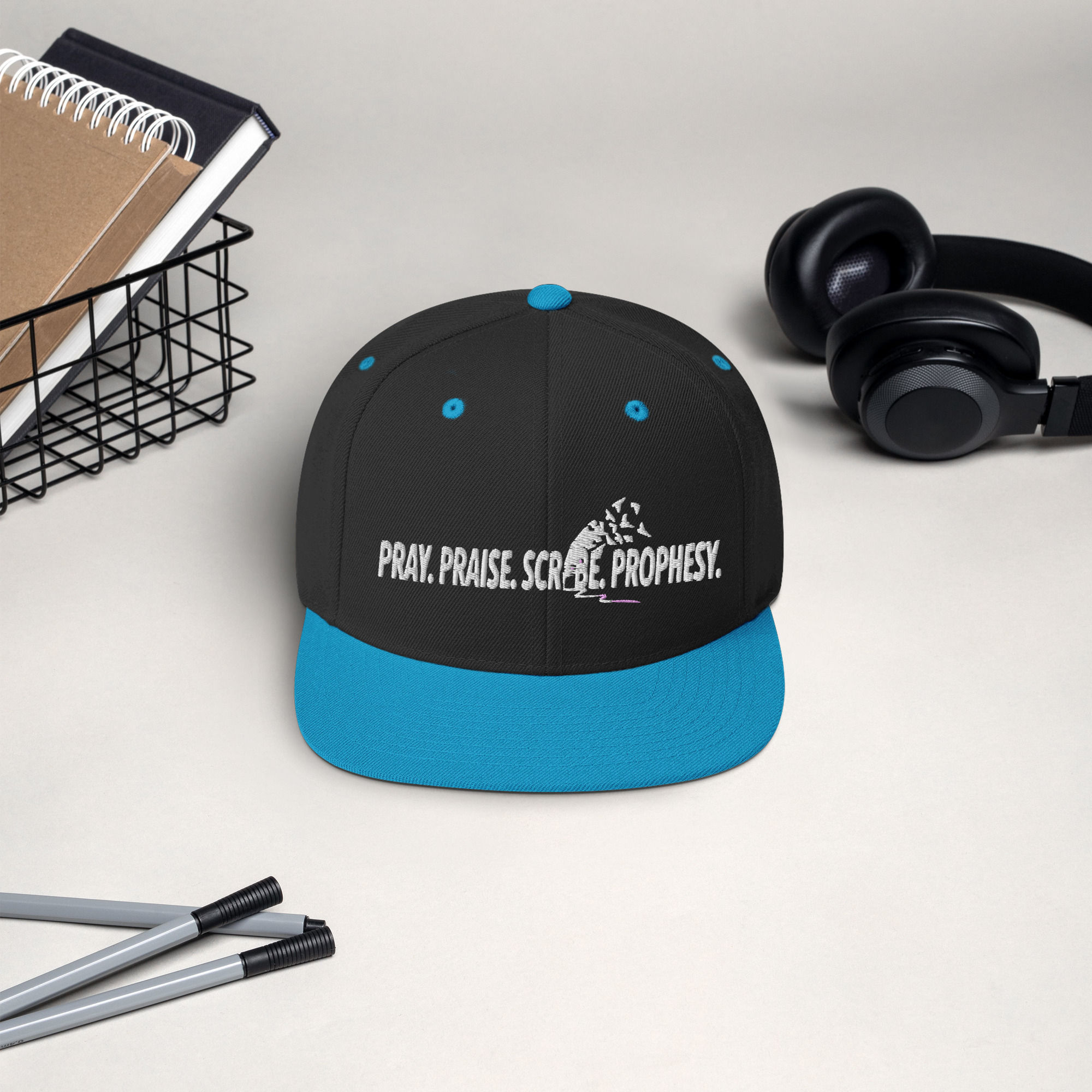 Pray. Praise. Scribe. Prophesy. OneColor Snapback Hat