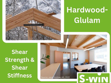 Determination of shear stiffness and shear strength of beams, esp. hardwood glulam