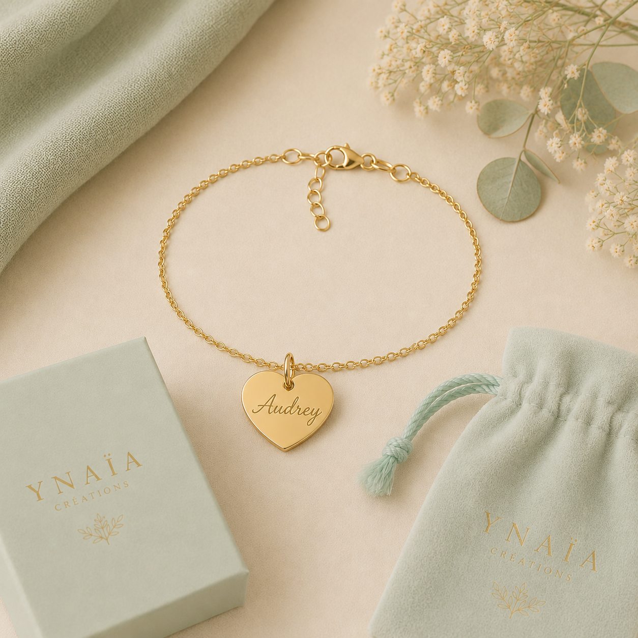 Bracelet Keyia : Médaille coeur personnalisable Argent