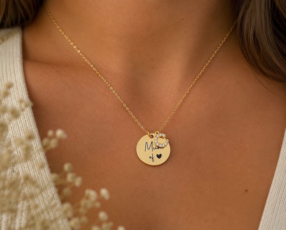 Miniature : Collier Nina :  Médaillon initiale & strass 
