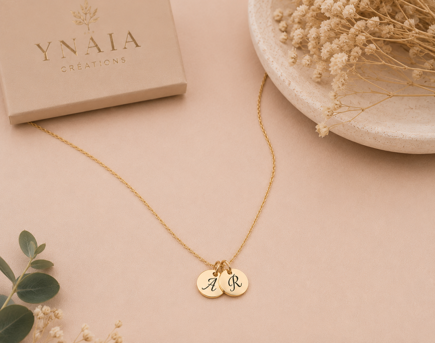 Collier Bayane : Deux médaillons Personnalisé