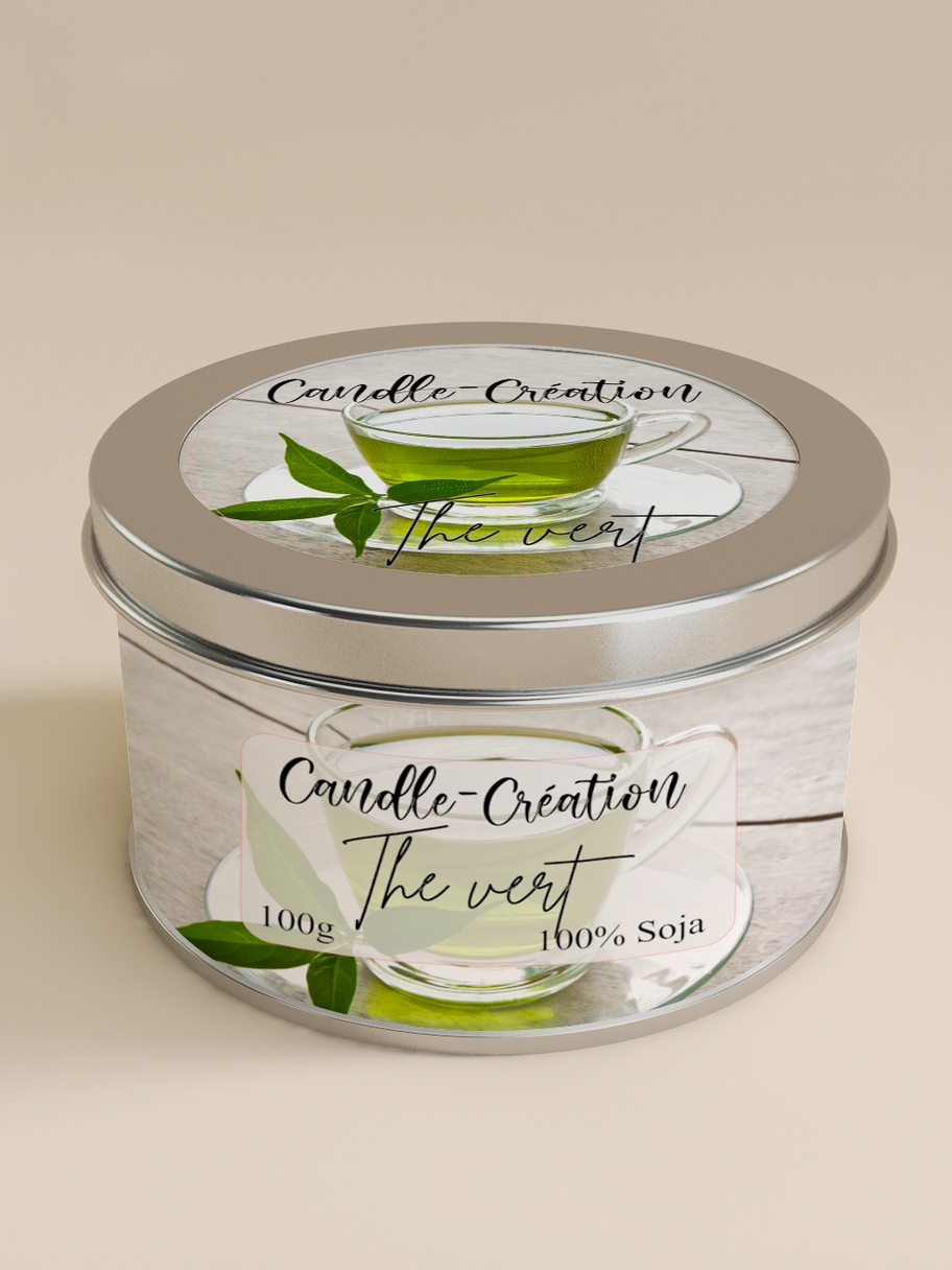 Bougie boite métal parfum thé vert