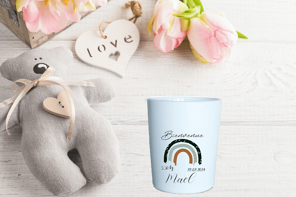 Bougie naissance arc en ciel