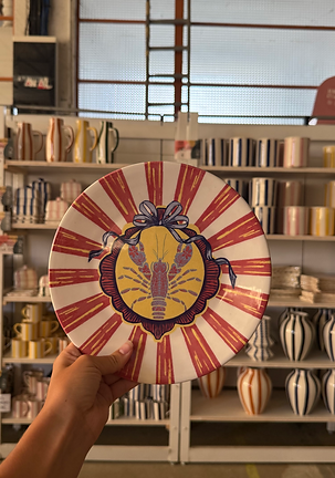 assiette Les Popottes ecrevisse stylisé