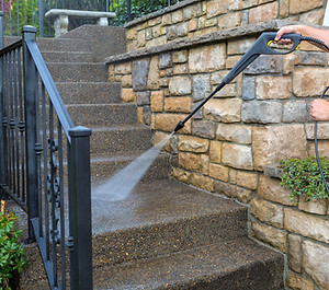 Pressure Washer on Stairs