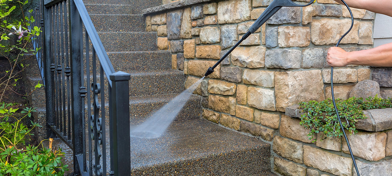 Pressure Washer on Stairs