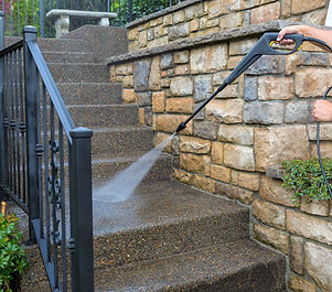 Pressure Washer on Stairs
