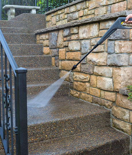 Pressure Washer on Stairs