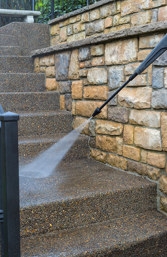 Pressure Washer on Stairs