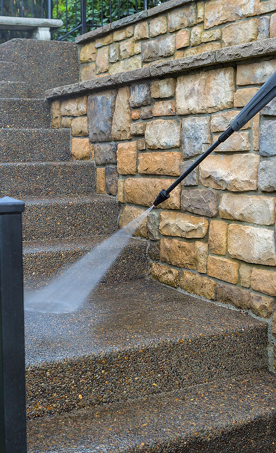 Pressure Washer on Stairs