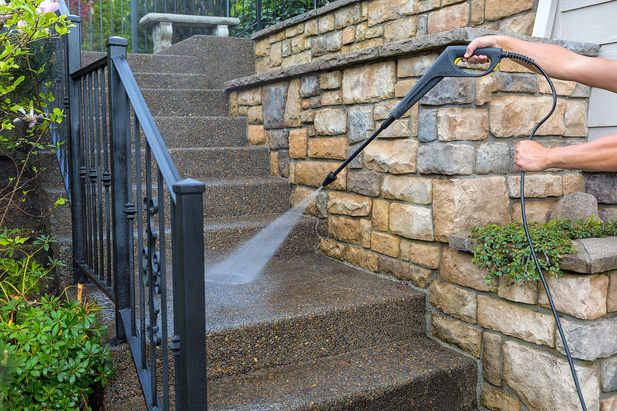 Pressure Washer on Stairs