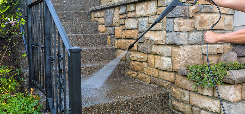 Pressure Washer on Stairs