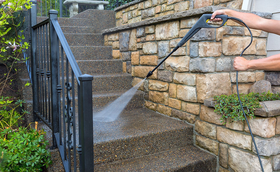 Pressure Washer on Stairs